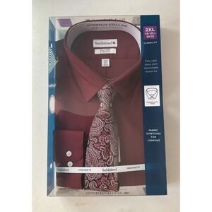 Saddlebred Dress Shirt & Tie Cherry Red 2XL Men's Christmas Dress Shirt